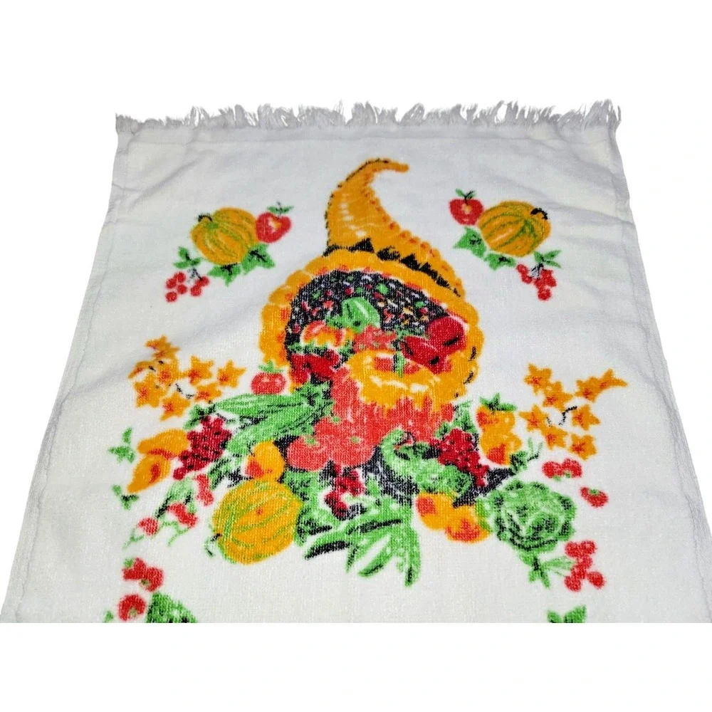 Vintage 1970s Cornucopia‎ Dish Hand Towel Kitchen Small 24